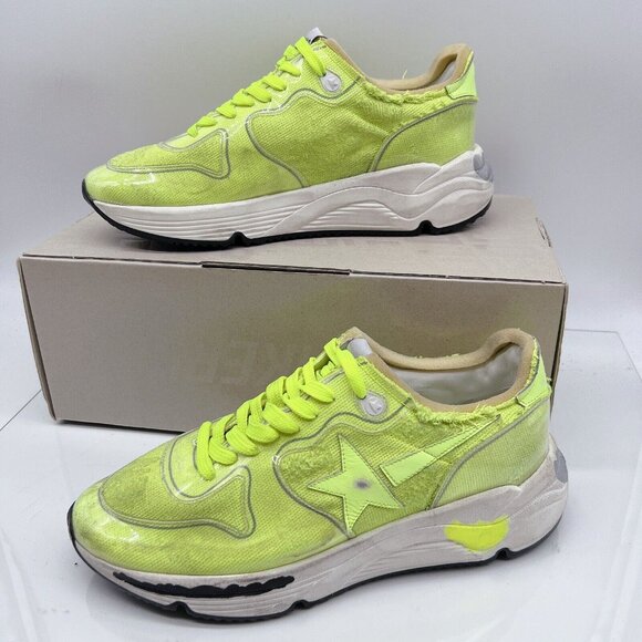 Golden Goose Running Sole Canvas PVC Toe Spur Yellow Sneakers Mens EU 41 US 8 - Picture 2 of 14